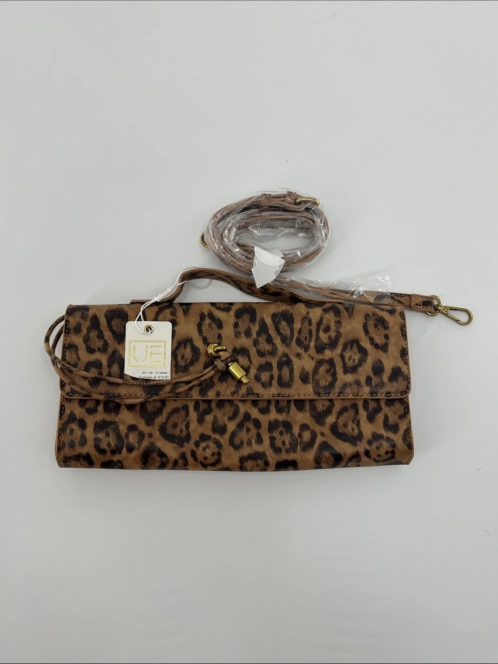 Urban Expressions Leopard Print Brown Clutch Wristlet with Strap